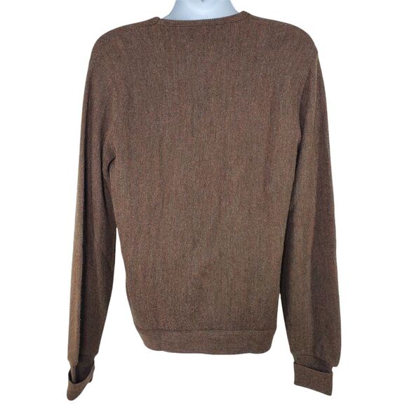Izod Lacoste Mens Large Sweater Brown Pullover V Neck Retro 80s 1980s Vintage - Picture 4 of 8